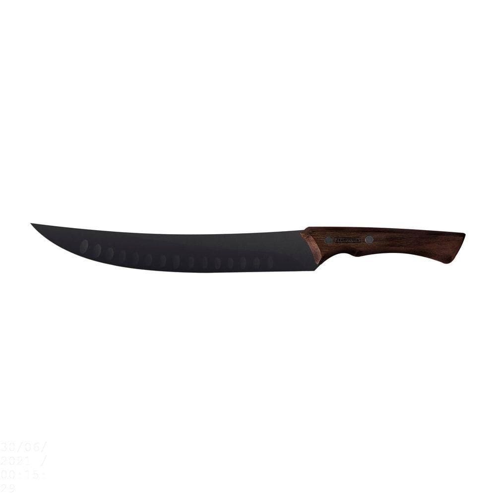 Faca Para Carne Churrasco Black Com Lâmina Em Aço Inox Escurecido E Cabo De Madeira 10”