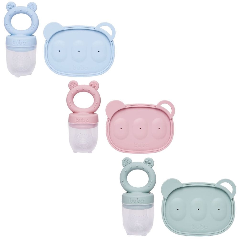 Kit Forminhas para Picolé Leite Chupeta Porta Frutinhas Alça Texturizada +6M Buba