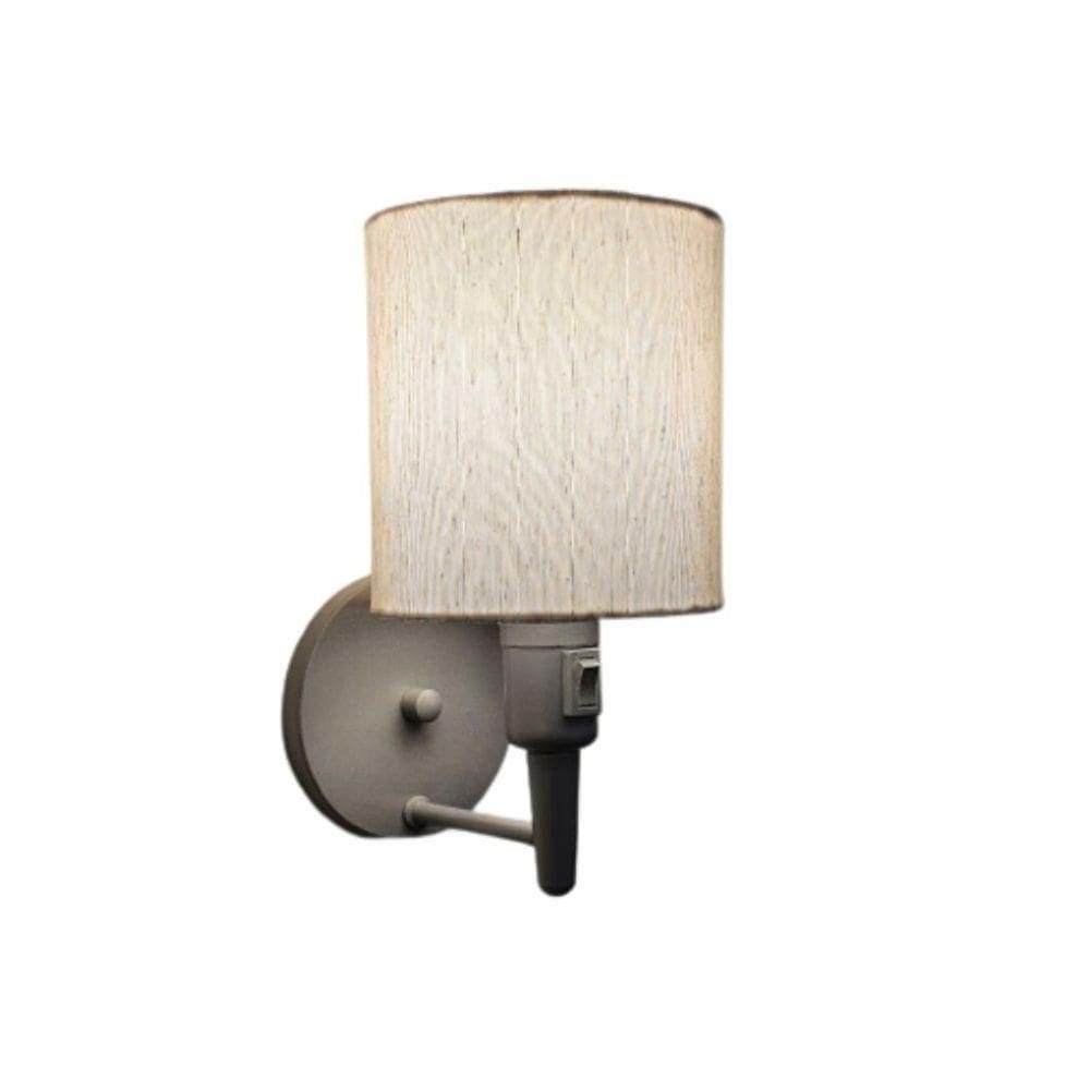 Arandela Cilíndrica Md-2030 Cinza Com Liga E Desliga Cúpula Linho Bege - Bivolt