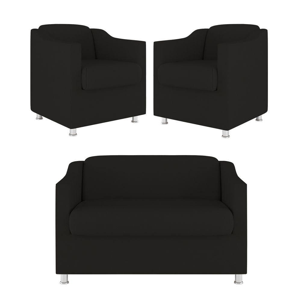Kit 02 Poltrona Tilla Recepção + Namoradeira Sala Quarto preto