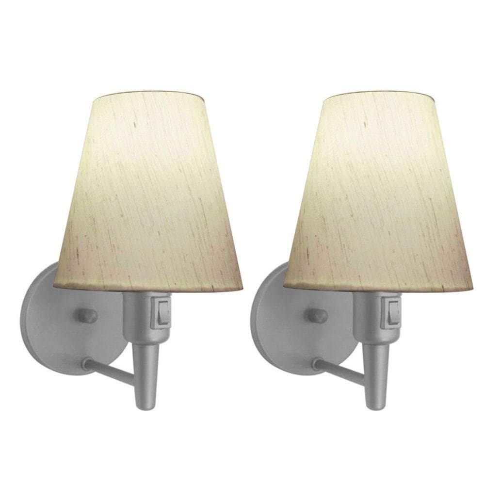 Kit-2 Arandela Cone Md-2013 Cinza C- Inter Liga E Desl Cúpula Em Tecido Linho Bege - Bivolt