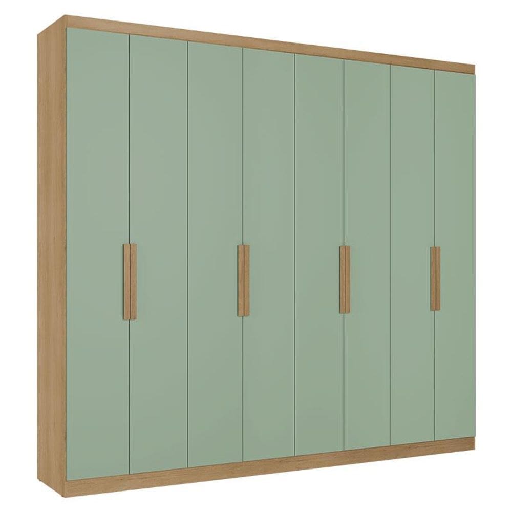 Guarda Roupa Casal Milan 8 Portas Capuccino Menta Acetinado - THB