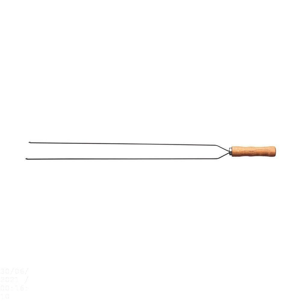 Espeto Duplo Para Churrasco Tramontina Com Lâmina Em Aço Inox E Cabo De Madeira 85 Cm Tramontina