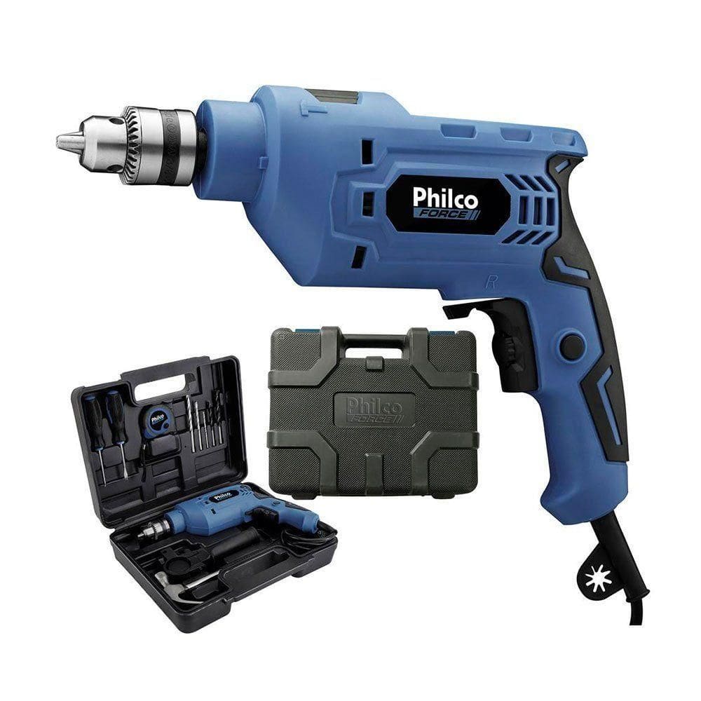 Furadeira Philco Maleta Com Ferramentas Pfu1mf 650w 51102003 Azul Preto 220v