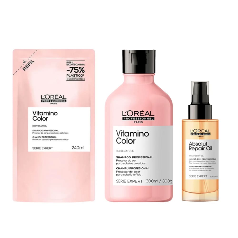 Kit Vitamino Color Refil+Shampoo+Óleo Absolut Repair 90ml