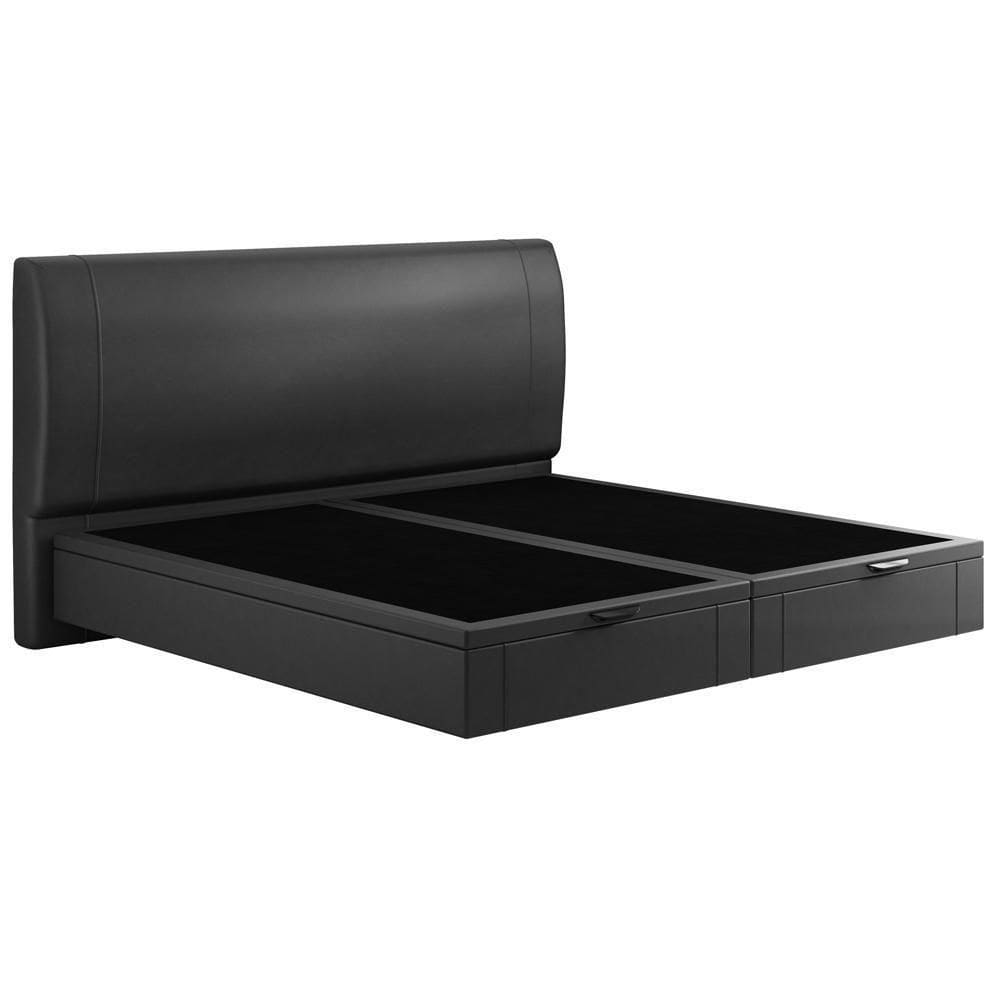 Cama King Baú Flutuante Com Cabeceira 195cm Spazio S04 Couríssimo Preto - Lyam Decor