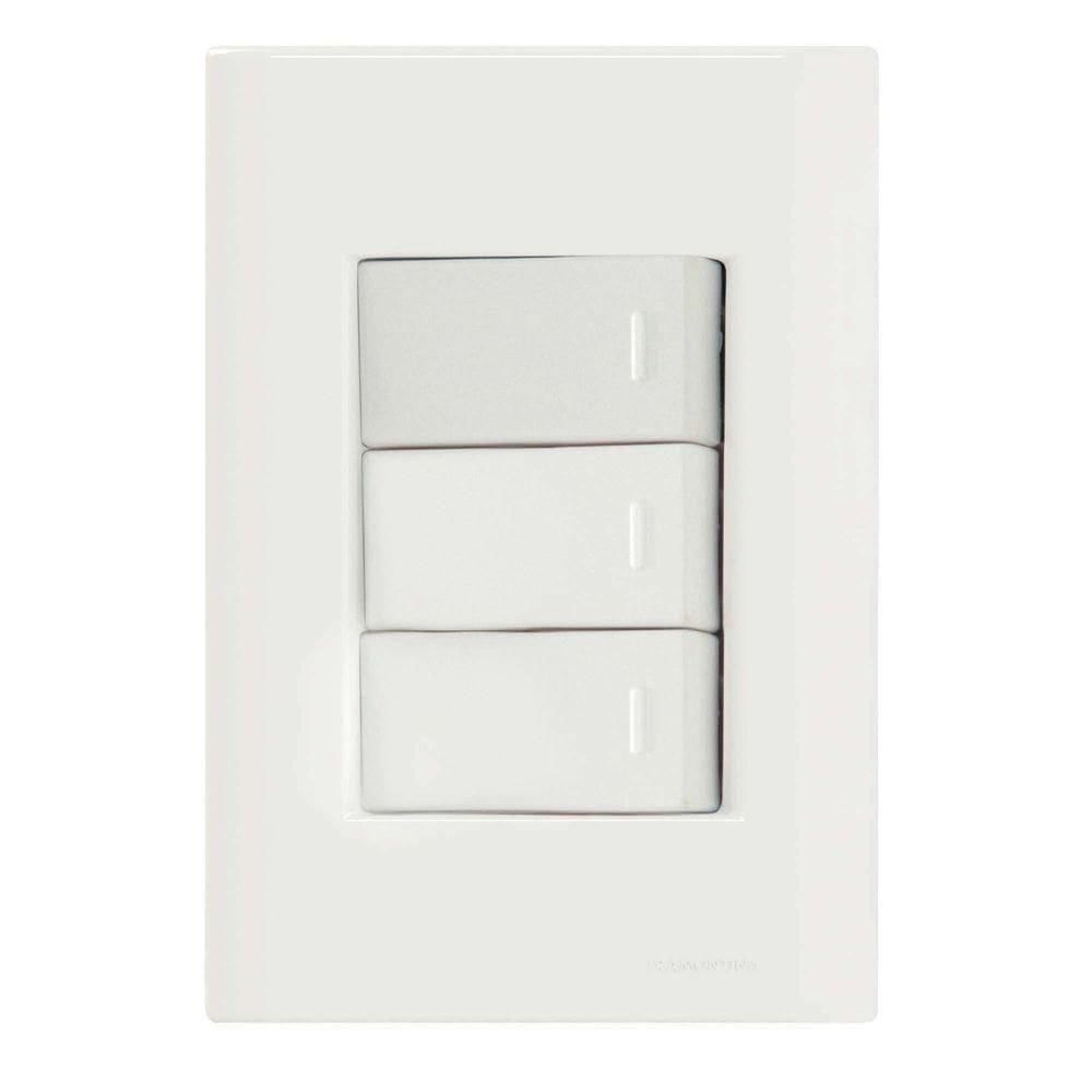 Conjunto 4x2 Com 3 Interruptores Simples 10 A 250 V Tramontina Giz Branco Tramontina