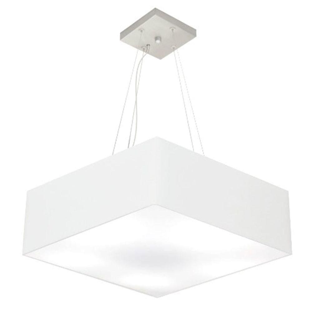 Lustre Pendente Quadrado Md-4137 Cúpula Em Tecido 15/70x70cm Branco - Bivolt