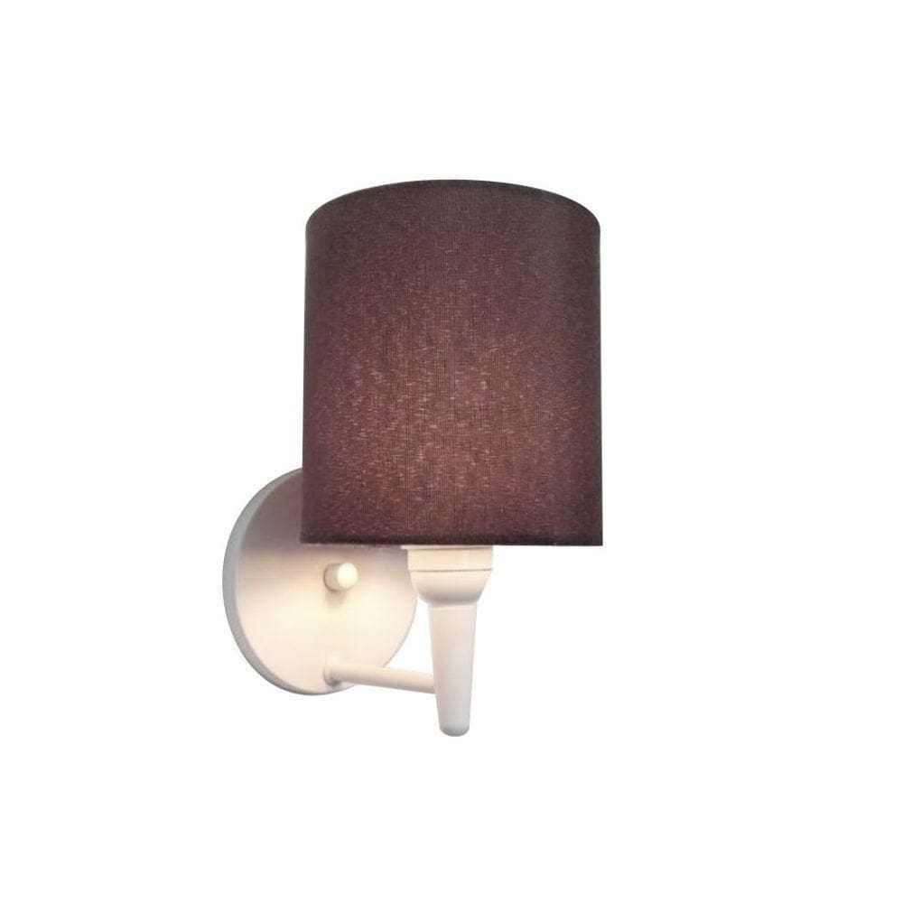 Arandela Cilindrica Md-2009 Base Branco Cúpula Em Tecido 14x15cm Café - Bivolt