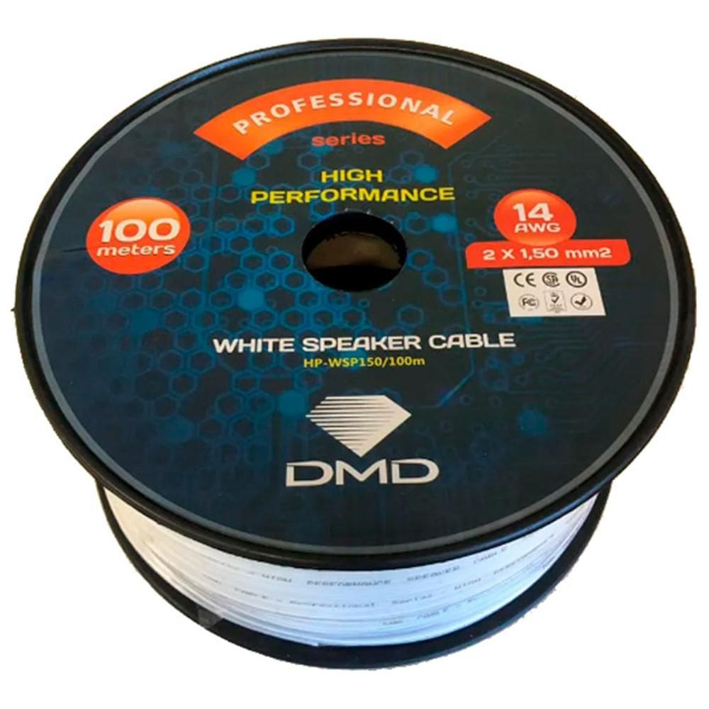 Cabo para caixas acústicas DMD WSP150 Branco com 100 metros 2x1,5mmetros 2x1,5mm