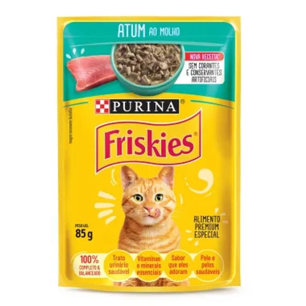 Ração Úmida para Gatos Friskies Adultos Sabor Atum ao Molho em Sachê 85g