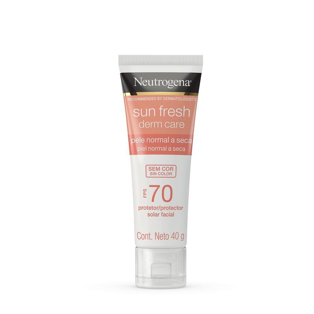Protetor Solar Facial Neutrogena Sun Fresh Derm Care FPS 70 Sem Cor Pele Normal a Seca 40g