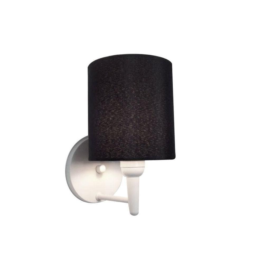 Arandela Cilíndrica Vivare Md-2009 Base Branco Cúpula Em Tecido - Bivolt Branco-preto 127/220v