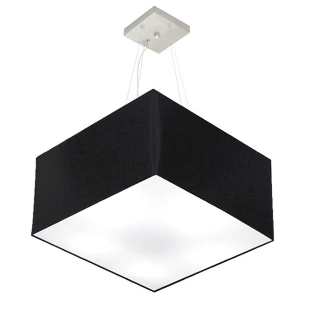 Lustre Pendente Quadrado Md-4075 Cúpula Em Tecido 30/50x50cm Preto - Bivolt