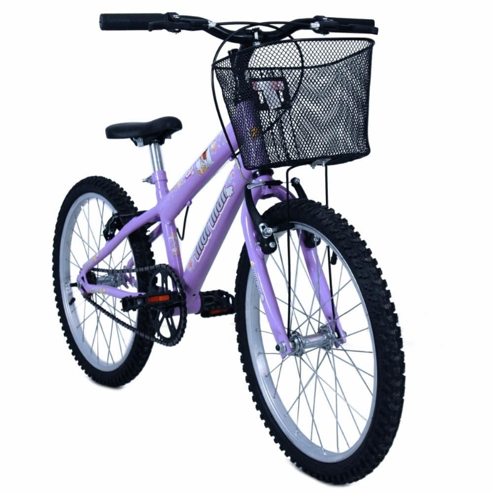 Bicicleta Aro 20 MTB Com Cesta C23 V-Brake Sweet Girl Lilas - Mormaii