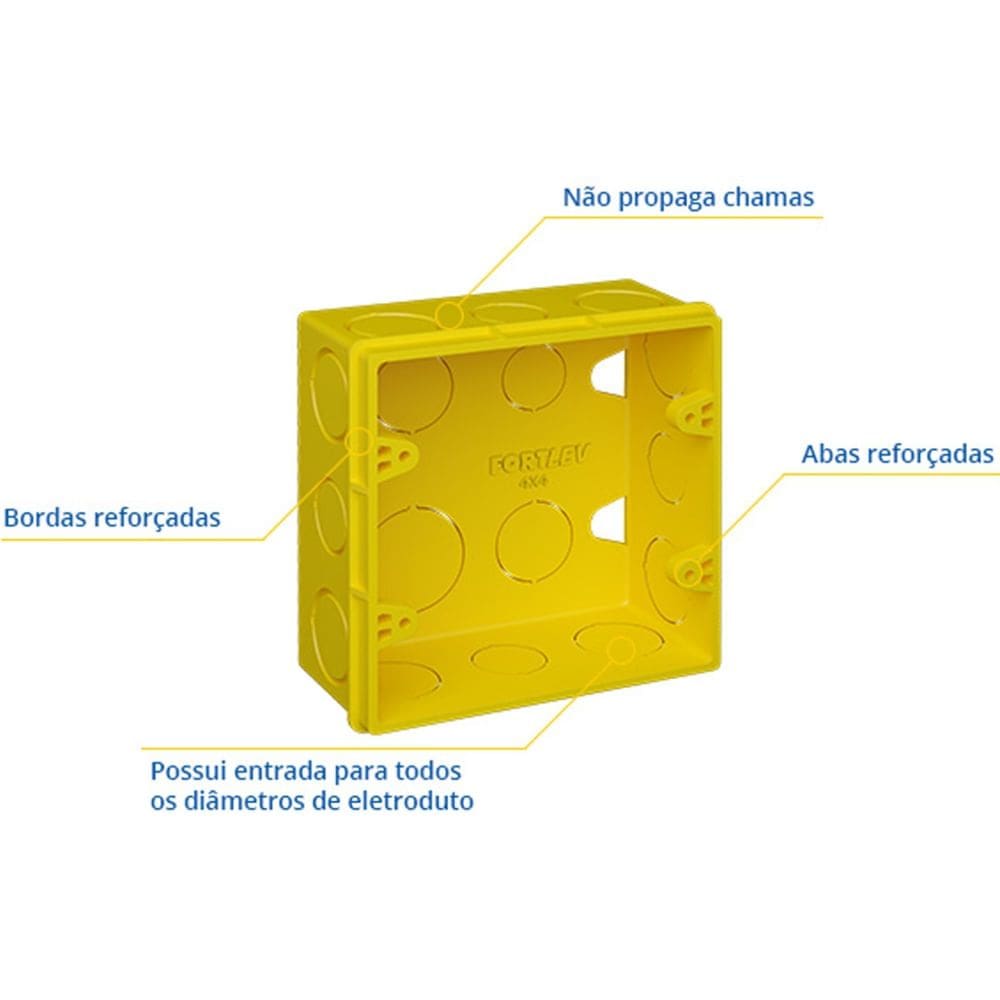 Caixa de Luz Quadrada 4””x 4”” - 13050441 - FORTLEV