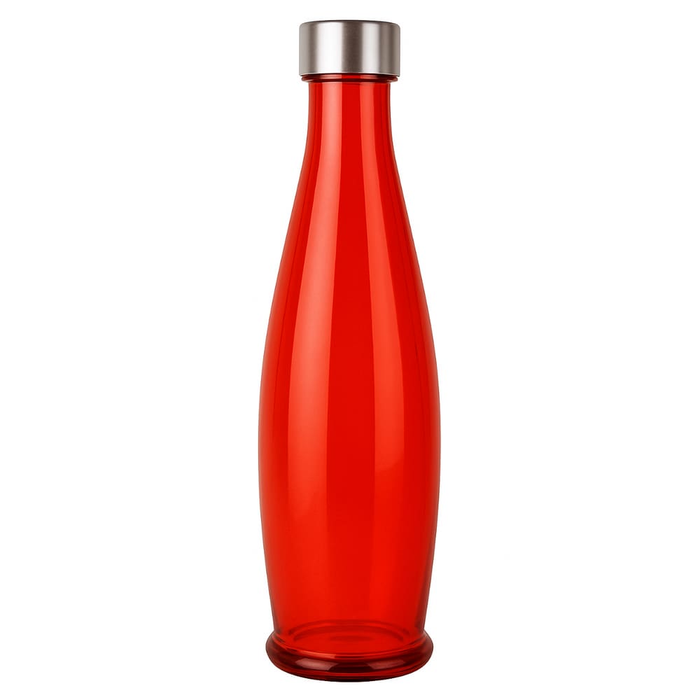 Garrafa De Água Geladeira Suco Vidro Tampa Inox 1 Litro Vermelho