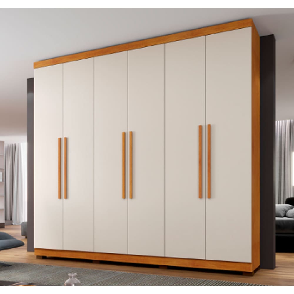 Guarda Roupa New Master 6 Portas Benetil Móveis - Cinamomo/Off White
