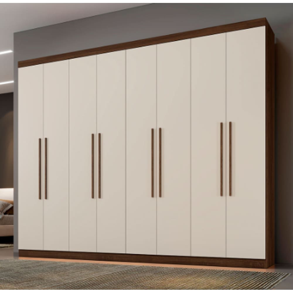 Guarda Roupa New Premium 8 Portas Benetil Móveis - Imbuia/Off White