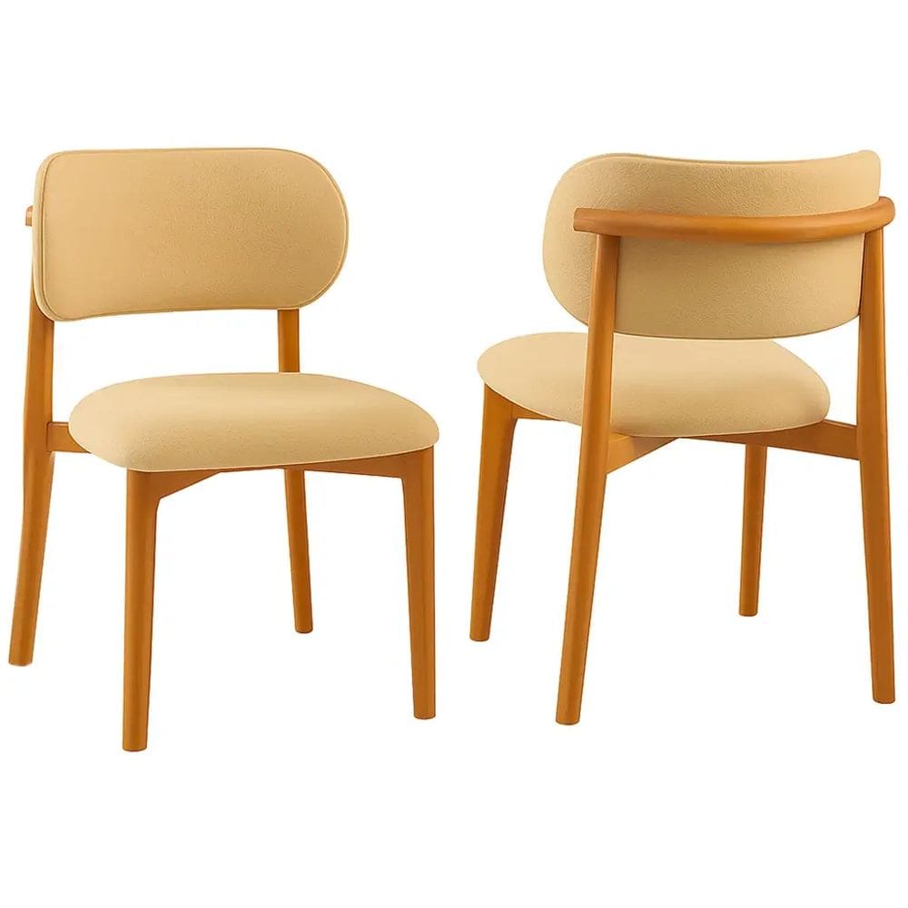 Kit 2 Cadeiras Lais Madeira Tecido Linho Valverde Cor Bege