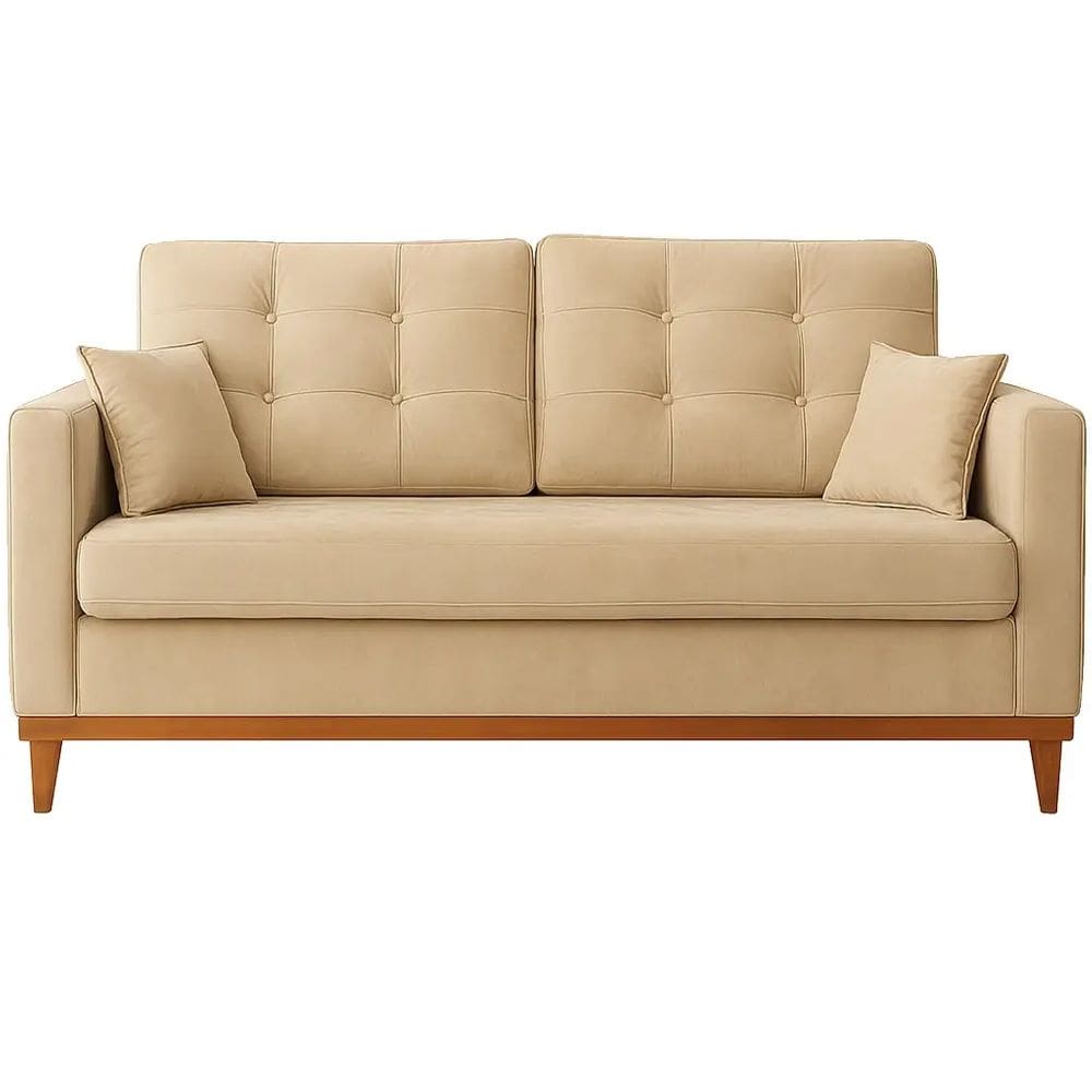 Sofá Living California em Linho 2 Lugares com Almofadas Soltas 180cm RR Estofados Cor Bege