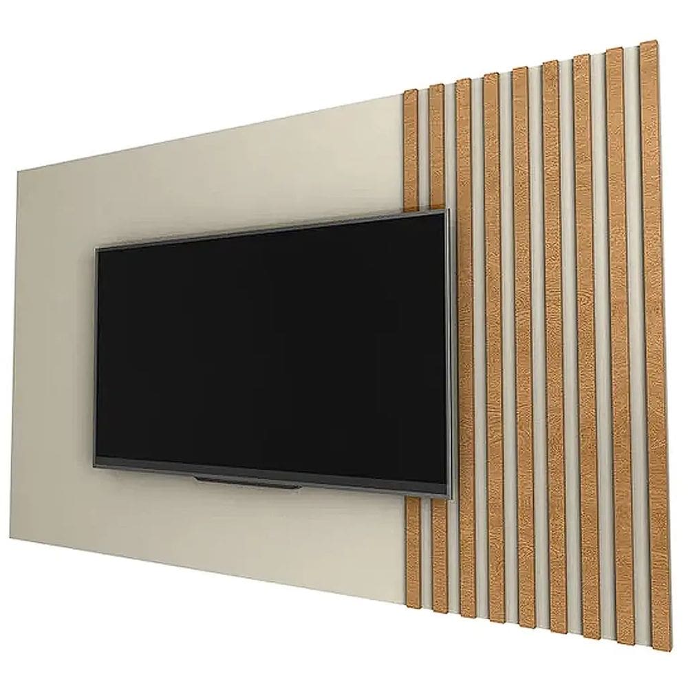 Painel Luara para TV até 60 Polegadas Ripado Borsari Cor Off White Ipe