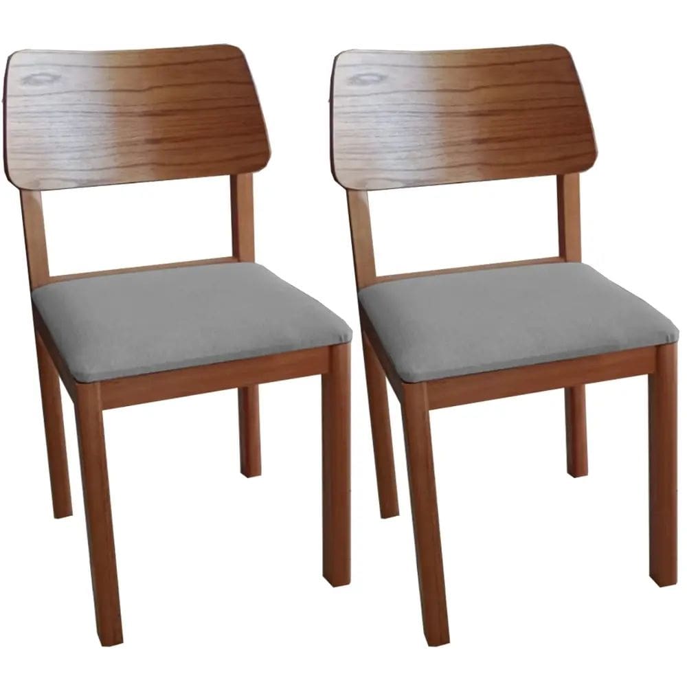 Kit 2 Cadeiras Istambul Madeira Tecido Linho Minas Plac Cor Cinza