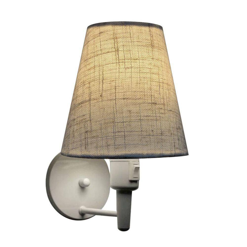 Arandela Cone Md-2013 Branco C- Inter Liga E Desl Cúpula Em Tecido Rustico Bege - Bivolt