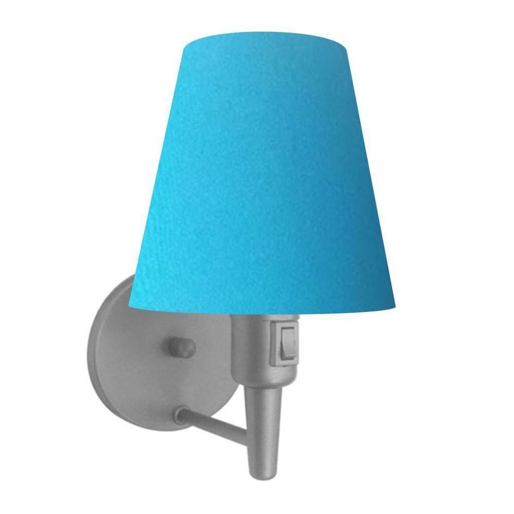 Arandela Cone Md-2013 Cinza C- Inter Liga E Desl Cúpula Em Tecido Azul Turquesa - Bivolt