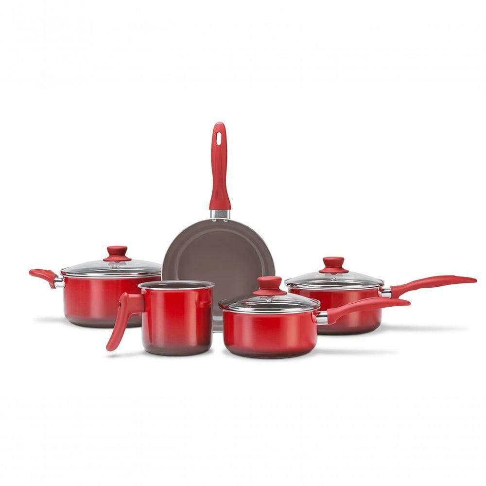 Jogo De Panelas 5 Peças - Smart Brinox Vermelho Brinox