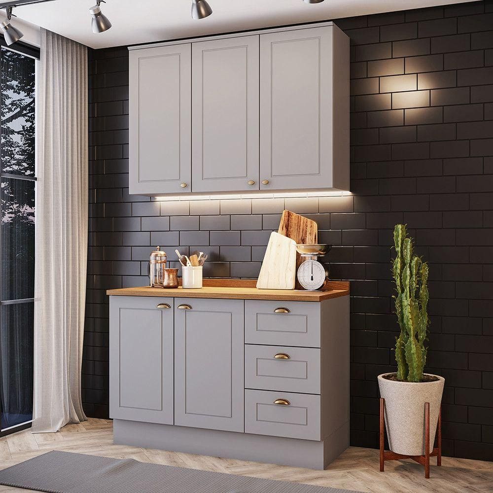 Cozinha Compacta 2 Peças Amy Casa 812 Cinza