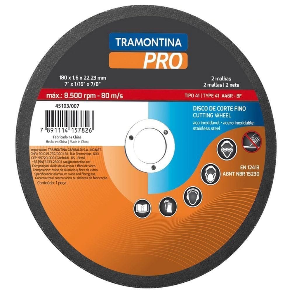 Disco De Corte Fino 7” Para Aço Inox E Materiais Endurecidos Tramontina Pro Tramontina