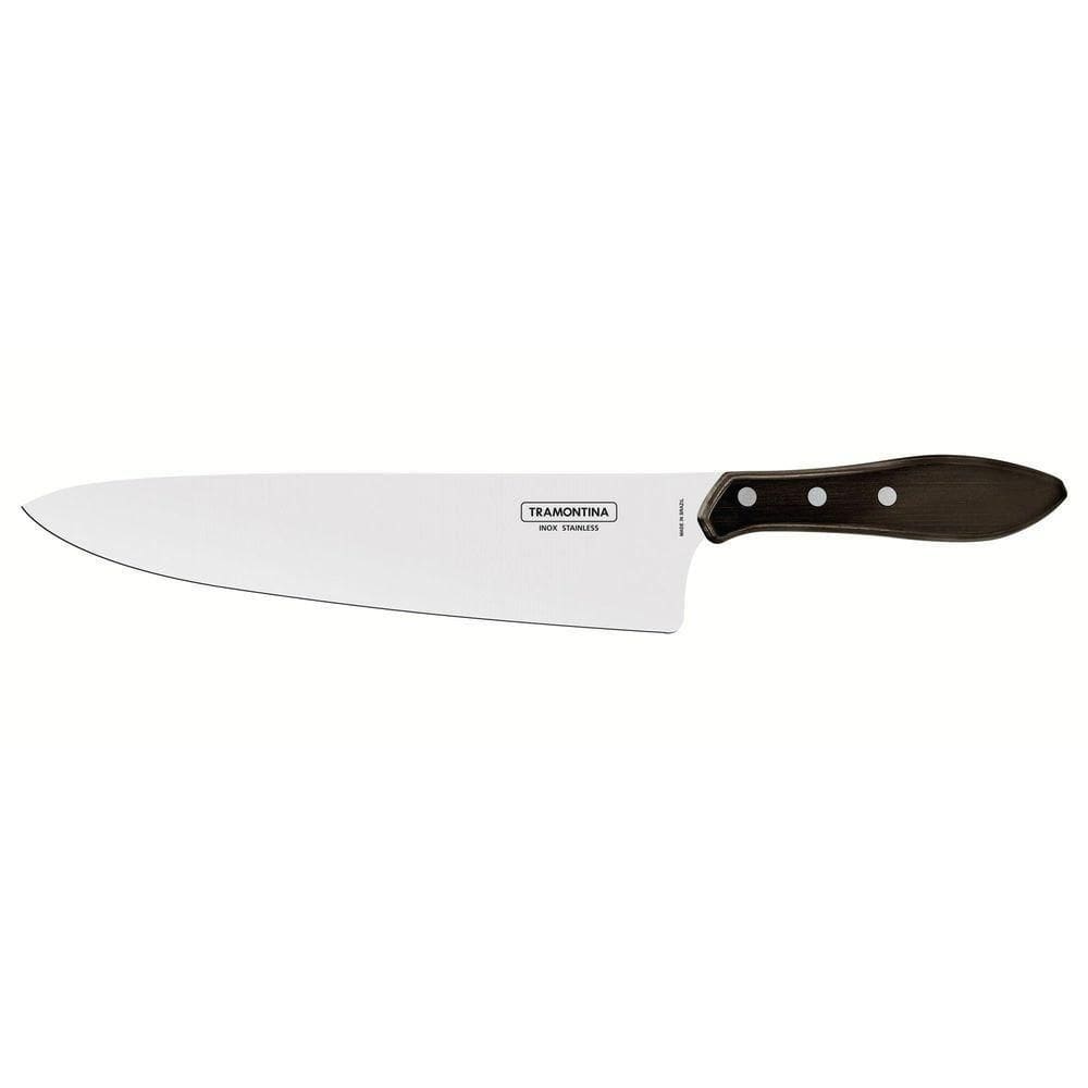 Faca Tramontina Para Carne 10” Em Aço Inox E Cabo Castanho Polywood Tramontina