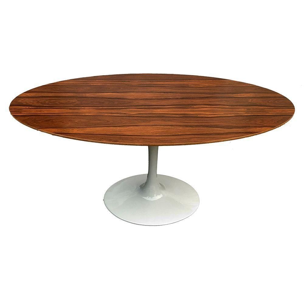 Mesa Saarinen Oval Pau Ferro 180x100cm - Base Branca