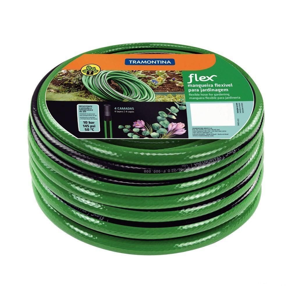 Mangueira Flex Para Jardim Tramontina Verde Com Faixa Preta Em Pvc 4 Camadas 10 M Tramontina