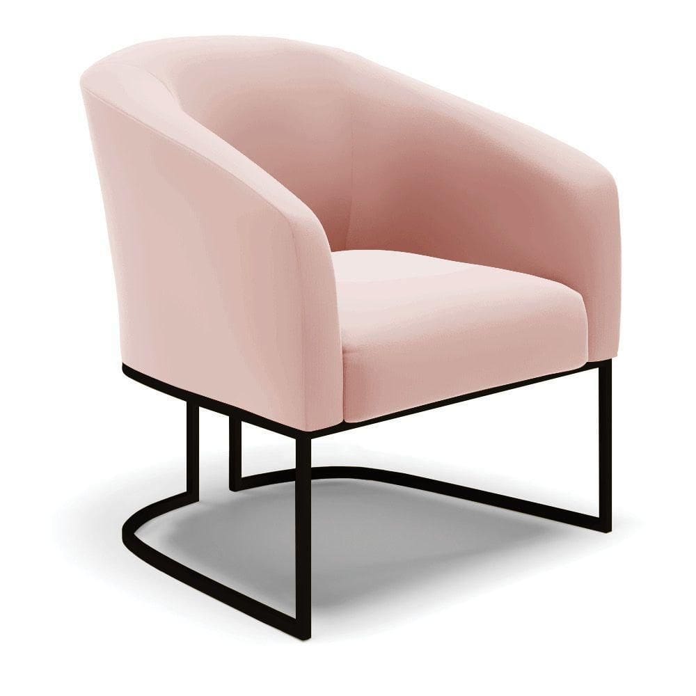 Poltrona Stella Veludo Base Industrial Preto - D`Rossi Cor Rose