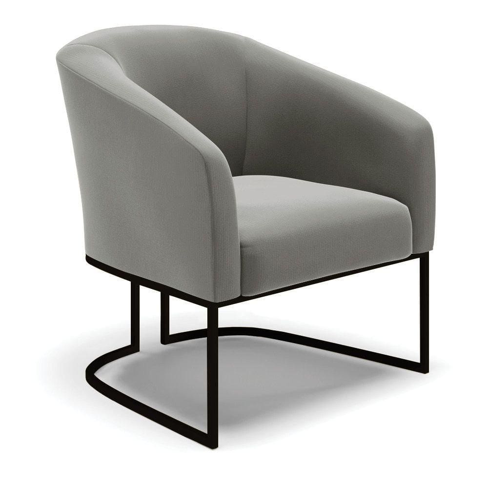 Poltrona Stella Suede Grafite Base Industrial Preto - D`Rossi