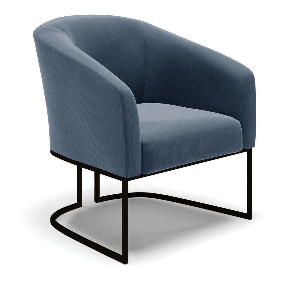 Poltrona Stella Suede Azul Marinho Base Industrial Preto - D`Rossi