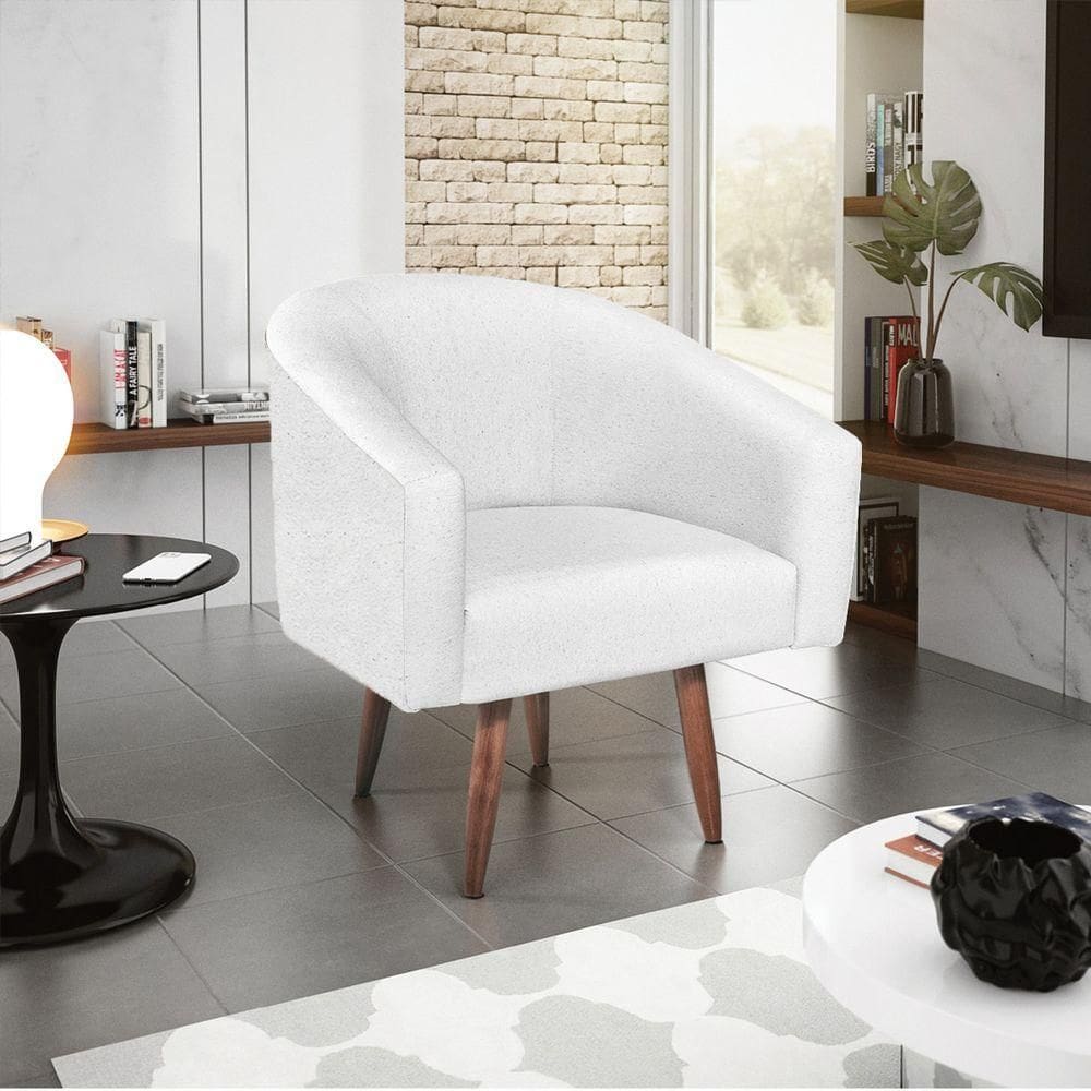 Poltrona Decorativa Luiza Pés Palito Suede - Doce Sonho Móveis Branco