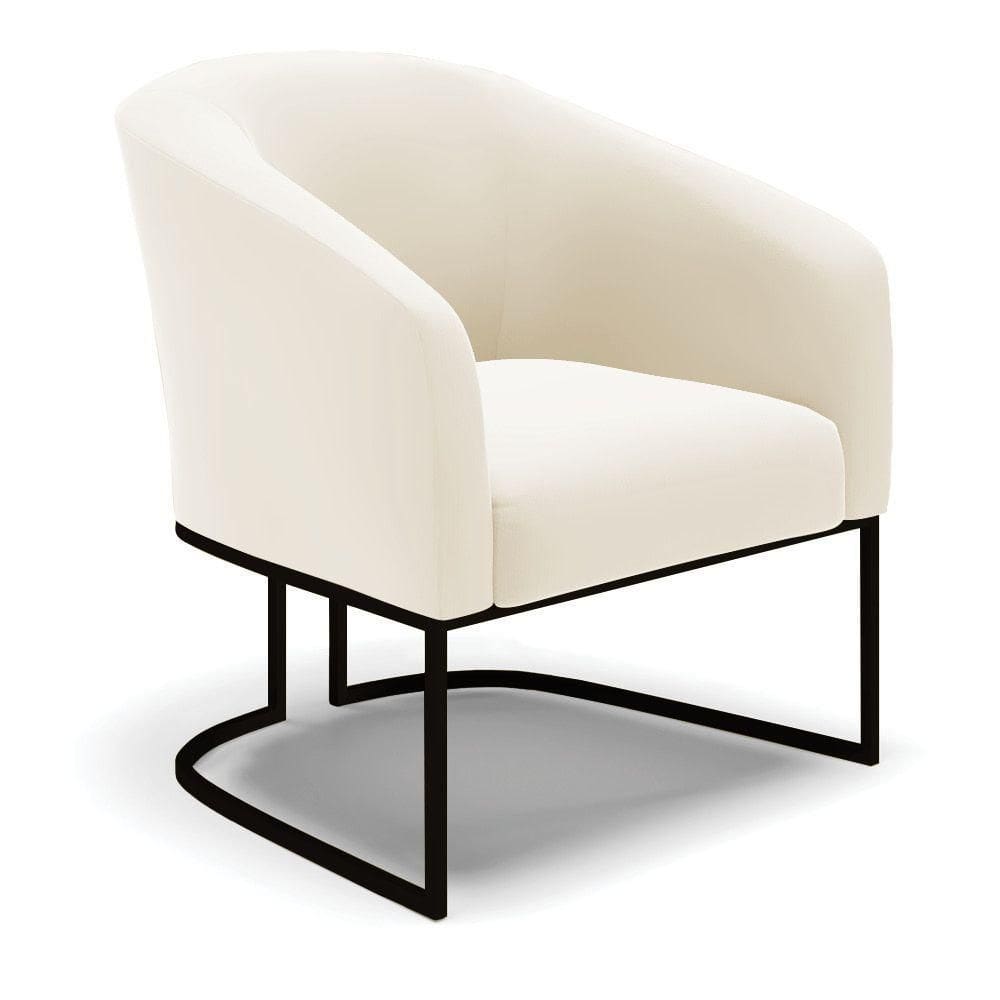 Poltrona Stella Veludo Base Industrial Preto - D`Rossi Cor Bege