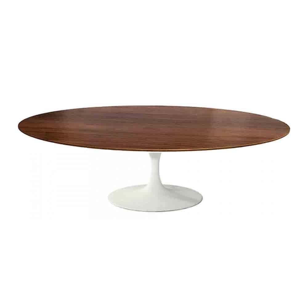 Mesa Saarinen Oval Centro Imbuia 120x80cm - Base Branca