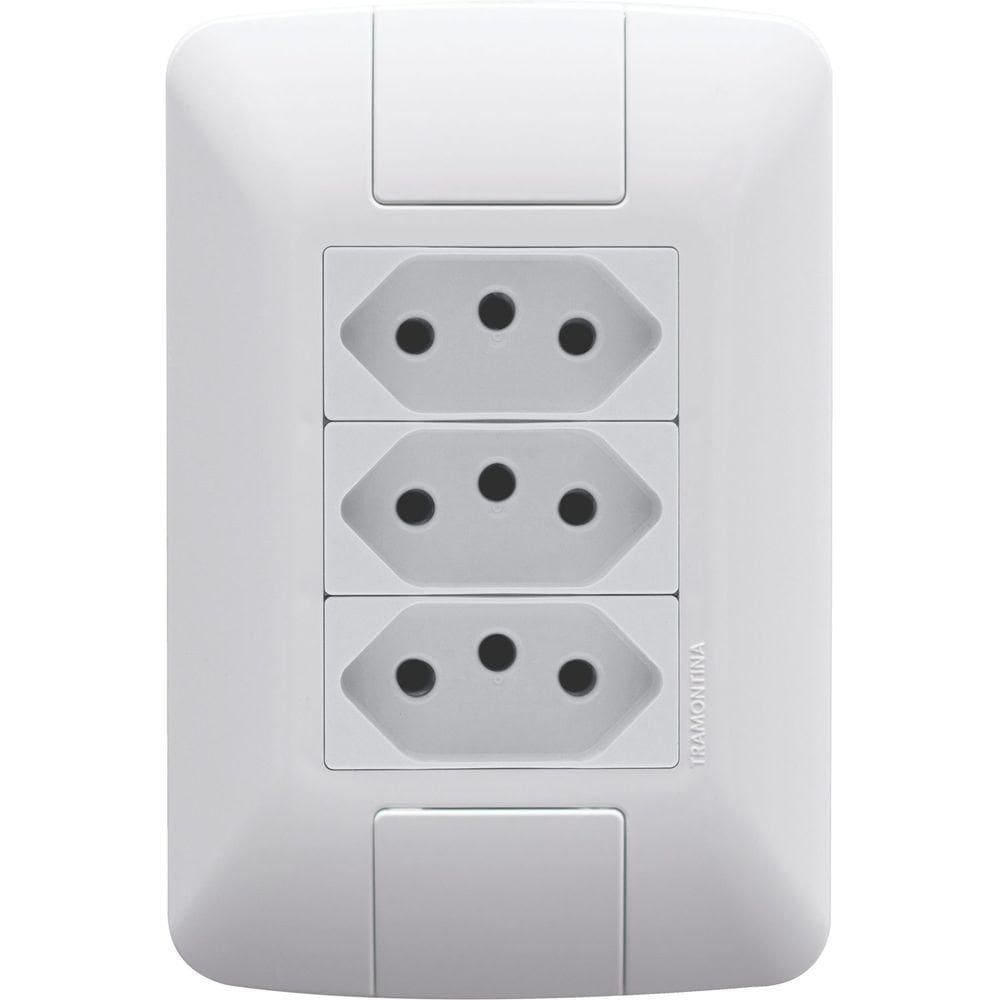 Conjunto 4x2 Com 3 Tomadas 2p+t 20 A 250 V Tramontina Aria Branco Tramontina