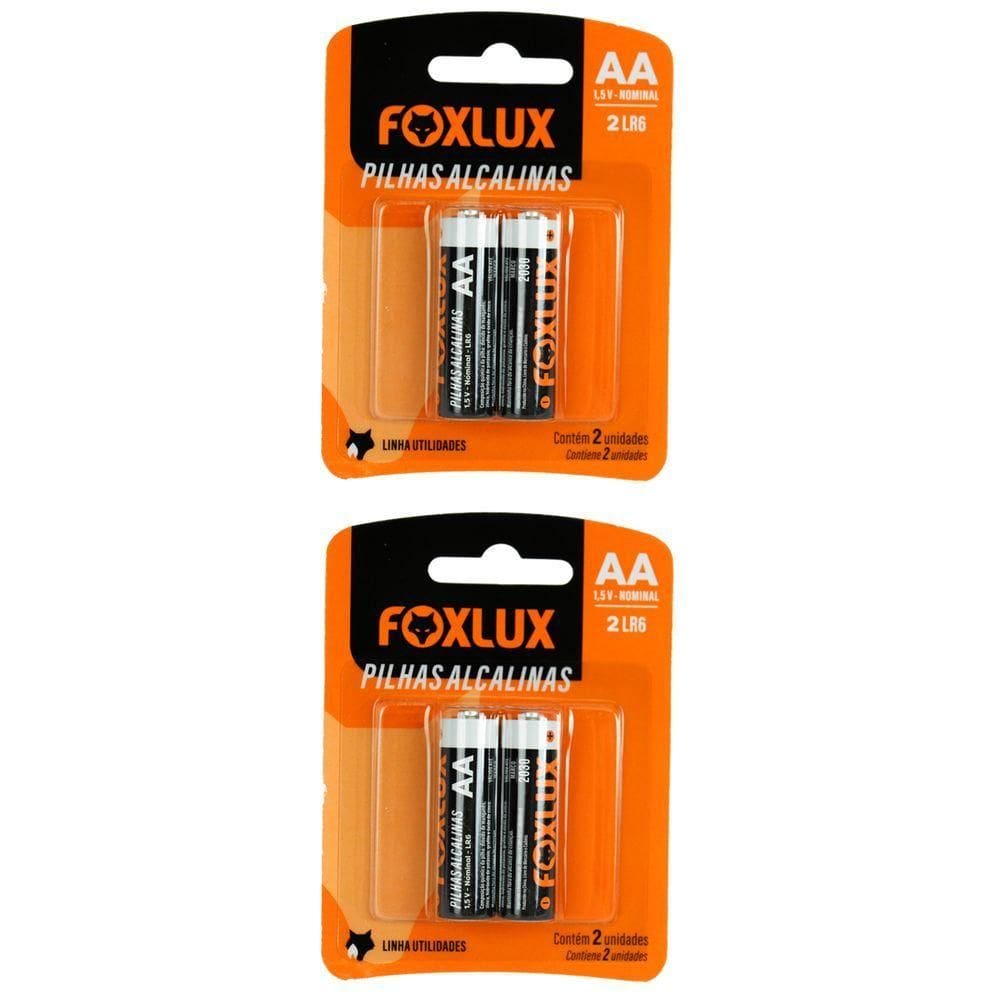 Kit 4 Pilha Alcalina Pequena Aa Foxlux