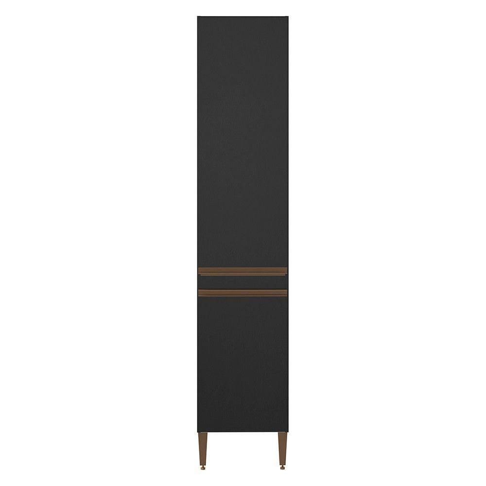 Armário Paneleiro P Cozinha Com 2 Portas Sabrina Menu Móveis Preto