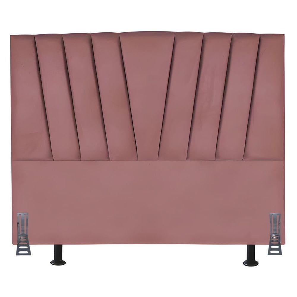 Cabeceira Cama Box Casal 140 Cm Ludmilla Em Suede Com Frame Cor:rosê