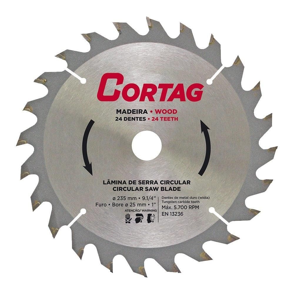 Disco de Serra Circular Cortag | Para Madeira 235mm 24 Dentes