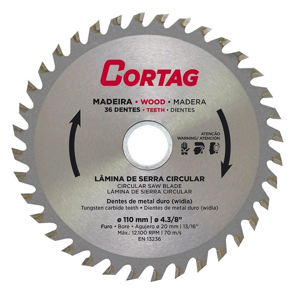 Disco de Serra Circular Cortag | Para Madeira 110mm 36 Dentes