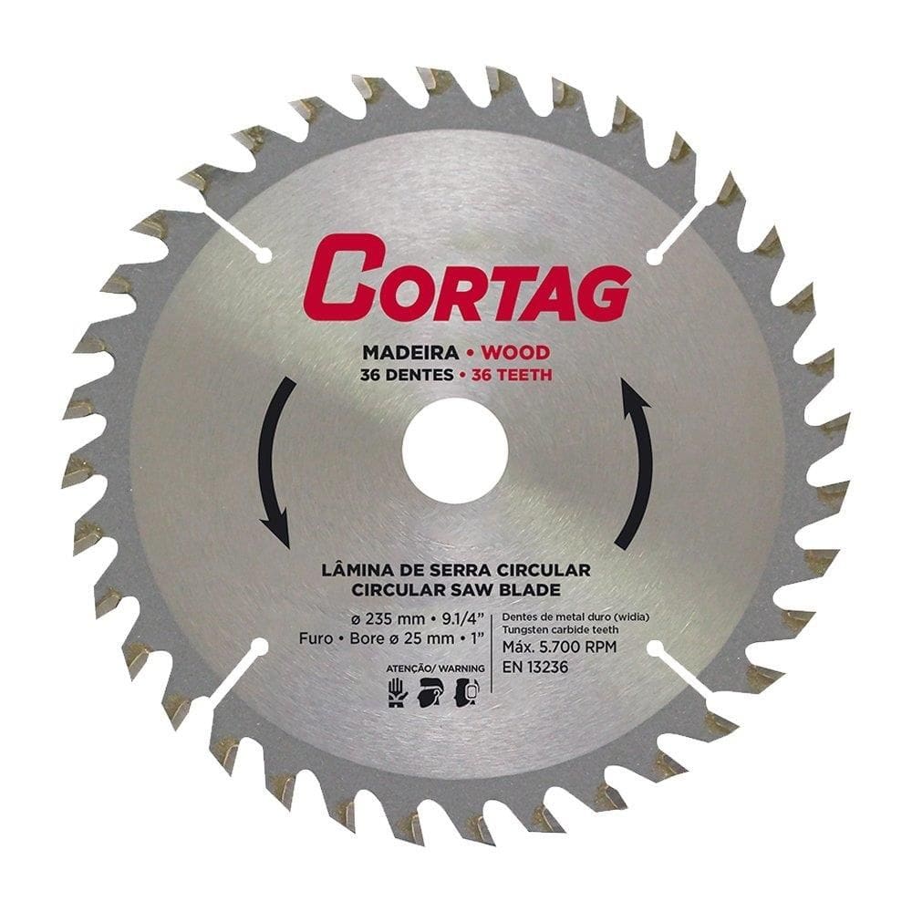 Disco de Serra Circular Cortag | Para Madeira 235mm 36 Dentes