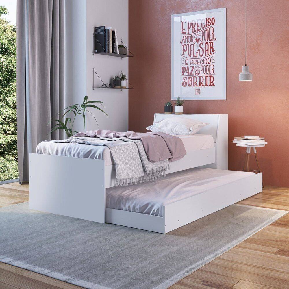 Cama com Cama Auxiliar em Mdp 80x190,5cm Branco