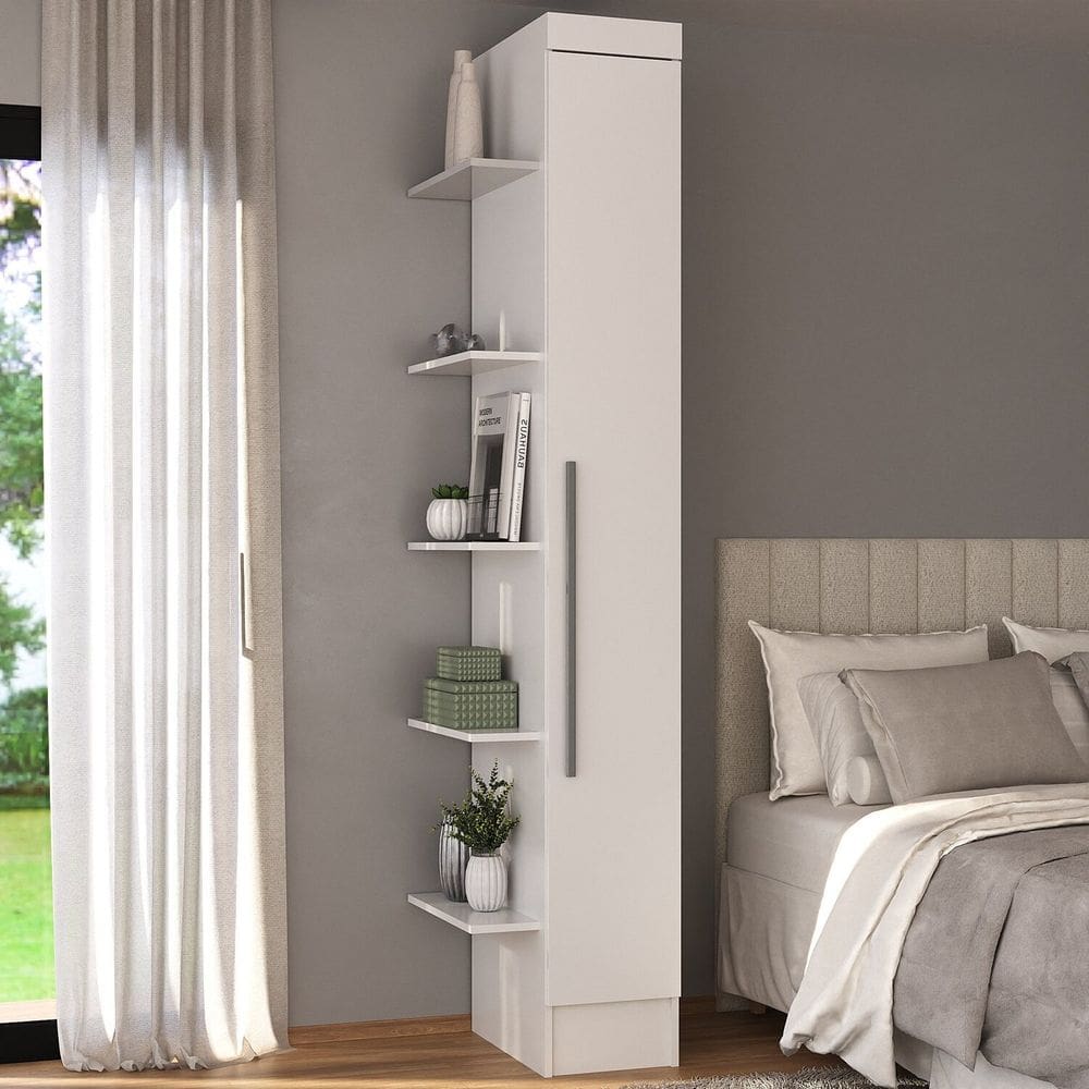 Módulo Armário 1 Porta com Prateleira Externa Viena Branco